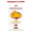White bag of heygates baby chick crumbs feed with yellow chick illustration and red accents 20kg net weight