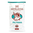 White bag of heygates breeding sow nuts pig feed with teal and brown pig logo for breeding sow nutrition