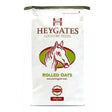 White bag of heygates rolled bruised oats 20kg horse feed with green and brown horse illustration