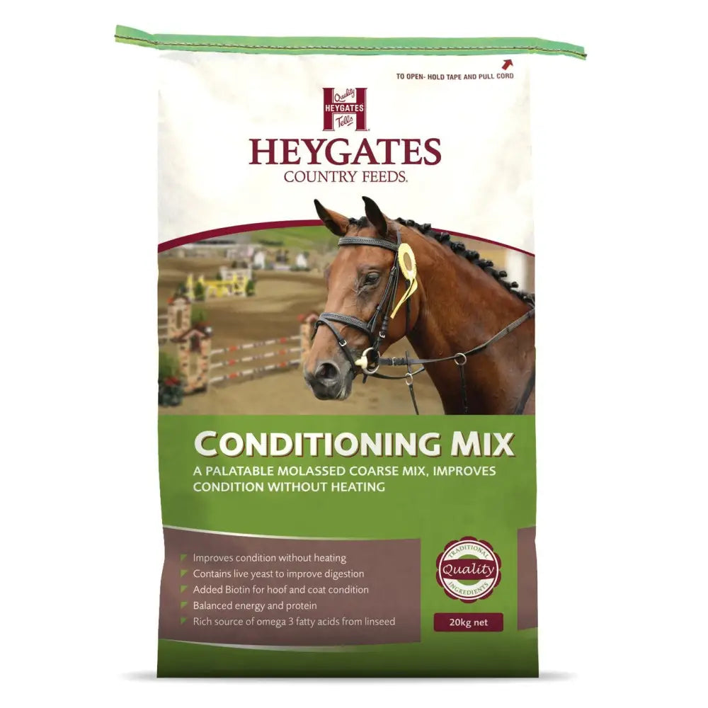 A 20kg bag of heygates horse and pony condition mix molassed coarse feed for improving pony condition without heating