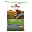 Green and white 20kg horse feed bag of heygates twilight years mix for ponies and older horses