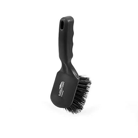 Black plastic handled hillbrush drs short car brush with dense stiff bristles and hillbrush logo on handle