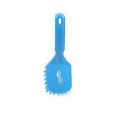 Hillbrush drs short blue plastic brush with sturdy handle and dense light blue bristles short handled stiff brush
