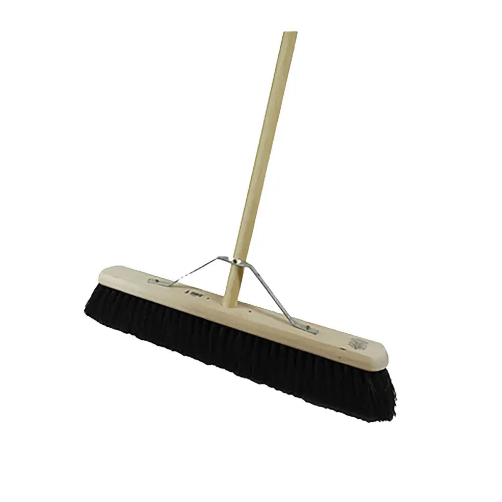 Black bristle hillbrush finest medium platform broom gumati with light wooden handle and sturdy metal bracket