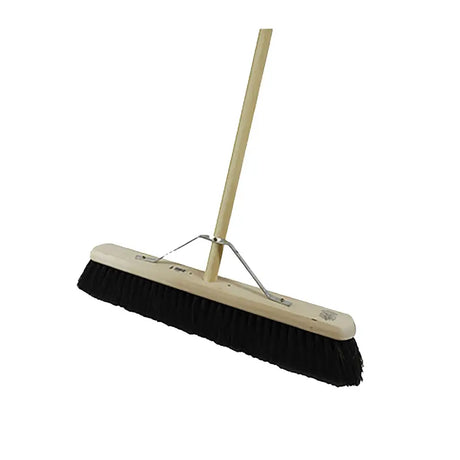 Black bristle hillbrush finest medium platform broom gumati with light wooden handle and sturdy metal bracket