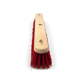 Hillbrush finest medium pvc platform broom head with red bristle and light wooden handle for easy sweeping