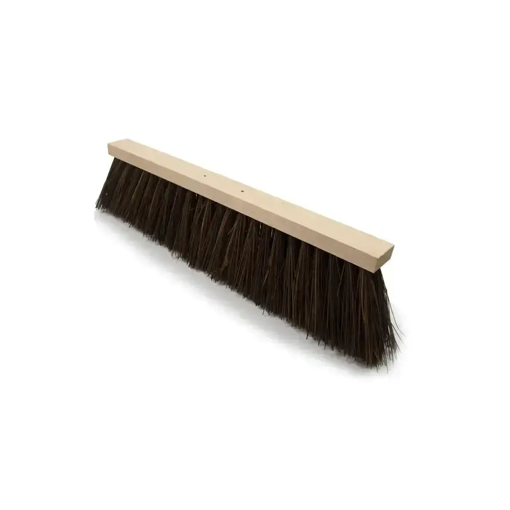 Brown bristle hillbrush finest stiff channel broom head with light wooden handle for professional quality sherbro cleaning