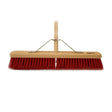 Red bristle hillbrush industrial medium platform broom with light wood handle and metal frame stiffer synthetic broom