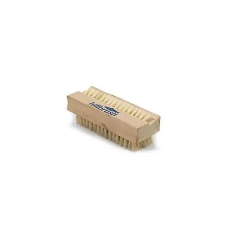 Hillbrush medium nail brush wood block nail with natural bristles and lilithbrush logo on light brown handle