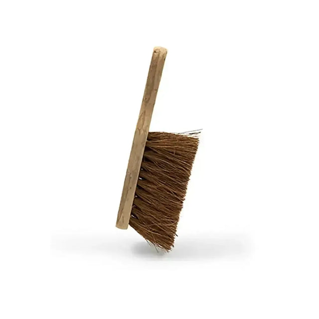 A hillbrush soft banister brush with dense brown coconut fiber bristles and a sturdy wooden handle 280mm long