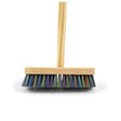 Hillbrush stiff deck scrub with wooden handle and multicolored stiff deck scrub polyprop bristles for tough cleaning