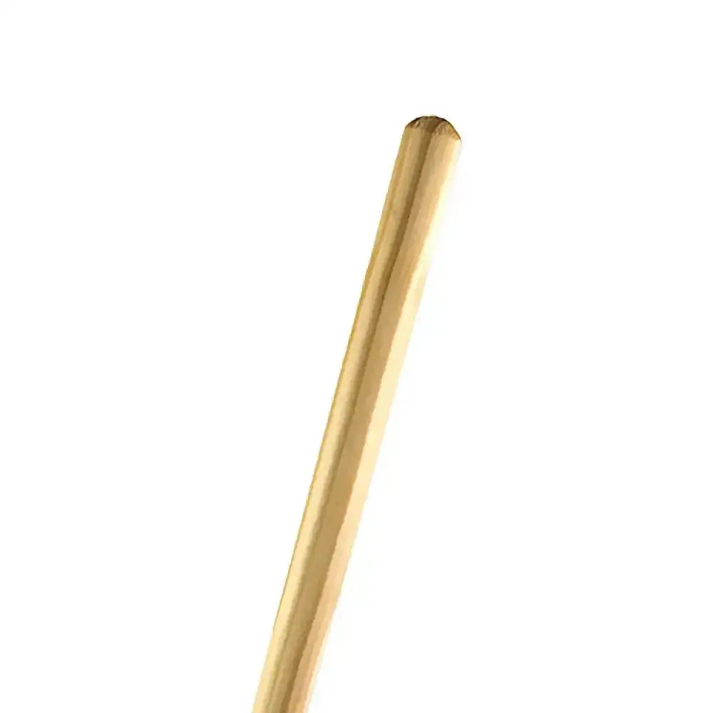 A slender polished gold metal rod representing the hillbrush tapered platform handle with a quality wooden handle look