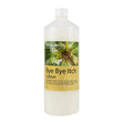 A clear plastic bottle with a white cap labeled hilton herbs bye bye itch lotion for soothing skin irritation