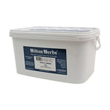 White plastic container of hilton herbs garlic powder with blue and white label pure culinary grade garlic