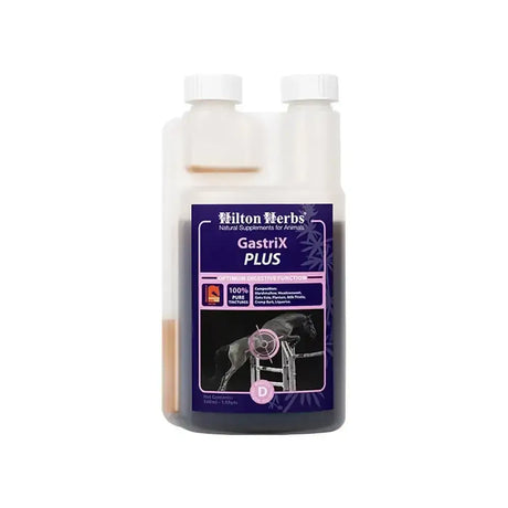 Hilton herbs gastrix plus dual compartment bottle with white caps purple label supports healthy gastric mucosa