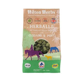 Hilton herbs herballs herbal horse treats with oregano and mint in a brown and green bag perfect for a wonderful time-saving device