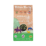Hilton herbs herballs herbal horse treats with oregano and mint in a brown and green package, a wonderful time-saving device