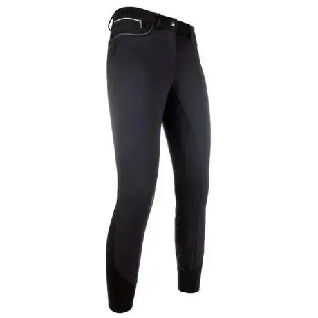 HKM Softshell Riding Breeches Silicone Full Seat Black 34&Quot; Riding Breeches Barnstaple Equestrian Supplies