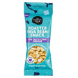 A turquoise packaged hand cooked honest bean co fava bean snack with a black logo and purple accents