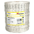 A spool of white braided horizont pasture fence rope 400 meters long ideal for electric fencing tape use