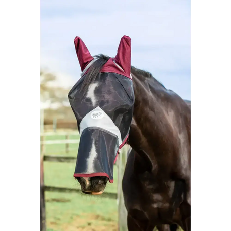 Swish Horse Fly Mask With Nose - Burgundy XSmall (Small Pony) Fly Masks