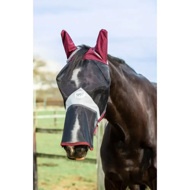 Swish Horse Fly Mask With Nose - Burgundy XSmall (Small Pony) Fly Masks