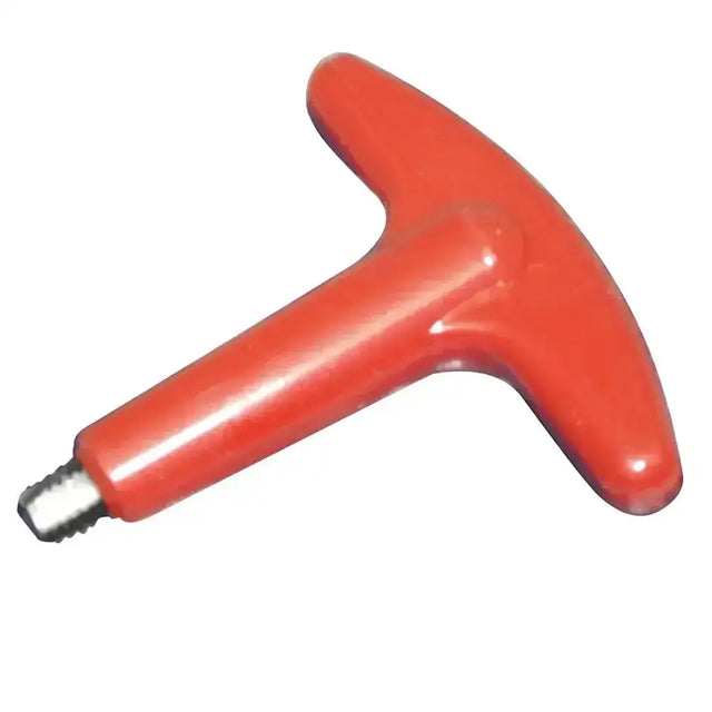 Bright red t shaped handle horse studs tap cleaner with metallic threaded tip for horse tack accessories maintenance