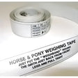 White roll of horse weigh tape with black measurements and easy measure instructions for horse and pony sizing