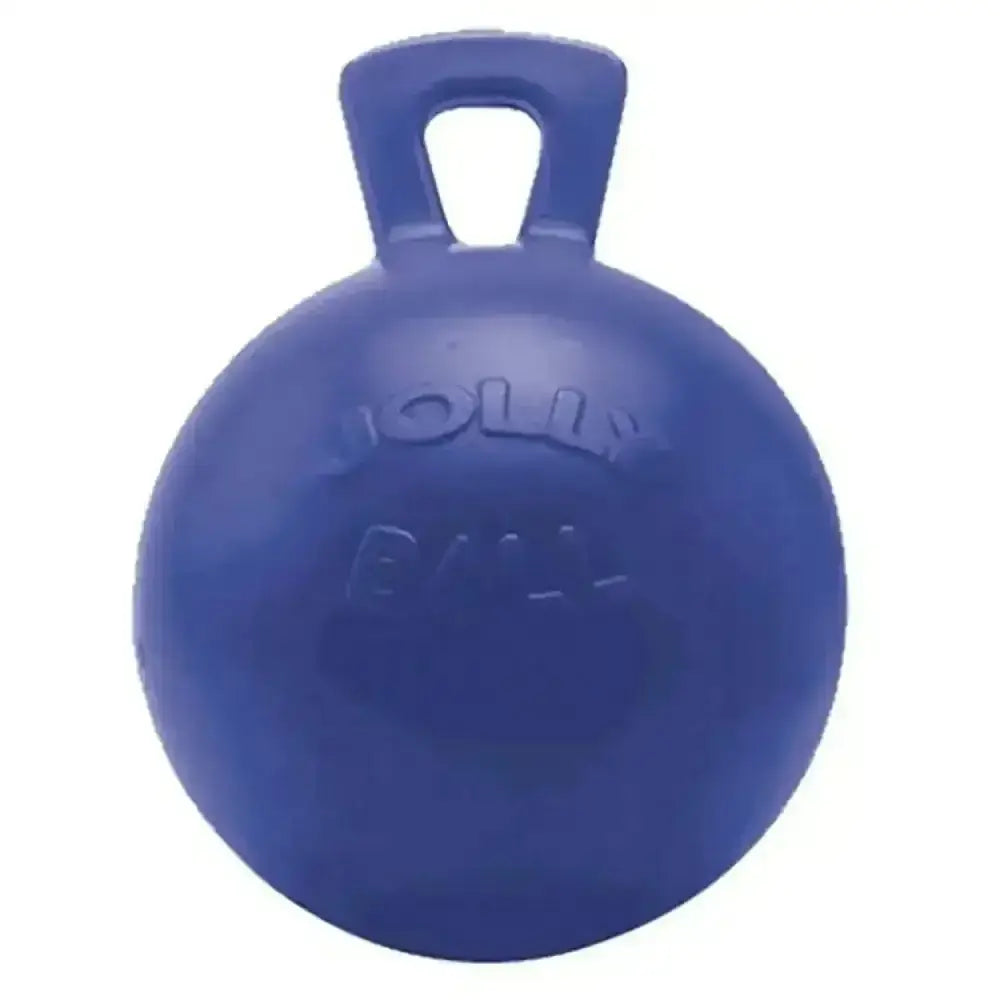 Blue plastic horseman’s pride scented jolly ball pogo stick with handle and embossed jolly ball logo for active play