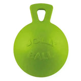 Bright lime green rubber horsemans pride scented jolly ball toy with handle for easy playing and chewing
