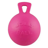 Bright pink horsemans pride scented jolly ball 10 inch rubber toy with handle for horses and pets