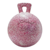 Pink speckled rubber horseman’s pride scented jolly ball with handle perfect for horse play and training