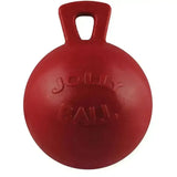 Red horseman’s pride scented jolly ball 10 inch rubber toy with sturdy handle and embossed branding for horses