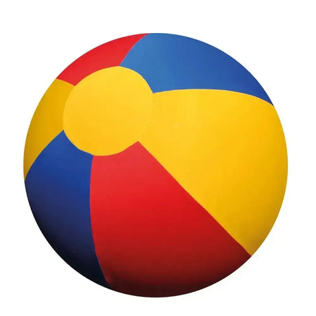 A vibrant horsemens pride jolly mega ball cover beach ball with bold red blue and yellow panels for outdoor fun