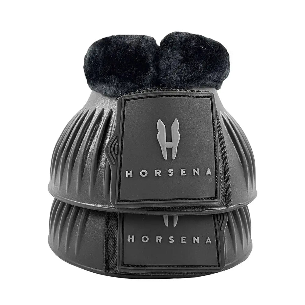 Horsena Pro-Light Faux Fur Over Reach Boots Black/Black Small Over Reach Boots Barnstaple Equestrian Supplies