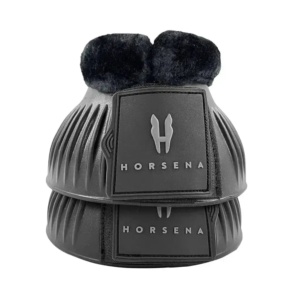 Black horsena pro-light reach boot with plush black pro-light faux fur lining and textured ribbed exterior