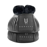 Black horsena pro-light reach boot with plush black pro-light faux fur lining and textured ribbed exterior