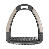 Black and beige horsena swap stirrup with textured spiked footplate from swap stirrup extra covers set of 4