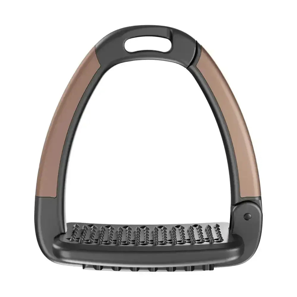 Black and taupe horsena swap stirrup with textured grippy sole extra covers for swap stirrup extra set of 4
