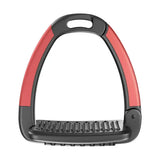 Red and black horsena swap stirrup extra covers with textured non slip rubber sole for secure riding grip