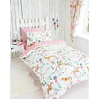 Pastel pink and white horseshow duvet set with embroidered horse and gymkhana design details for a cozy bedroom look