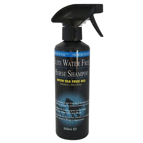 Black spray bottle of horsewise elite water free horse shampoo with tea tree oil for easy horse grooming