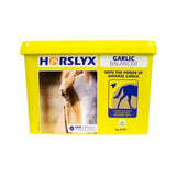 Bright yellow plastic 5kg refill container of horslyx garlic balancer horse lick for horses