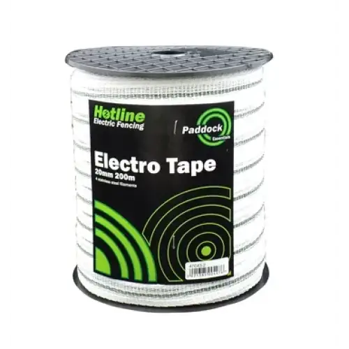 Hotline 20mm Paddock Essentials Electric Fencing Electro Tape Green 200m Electric Fencing Tape