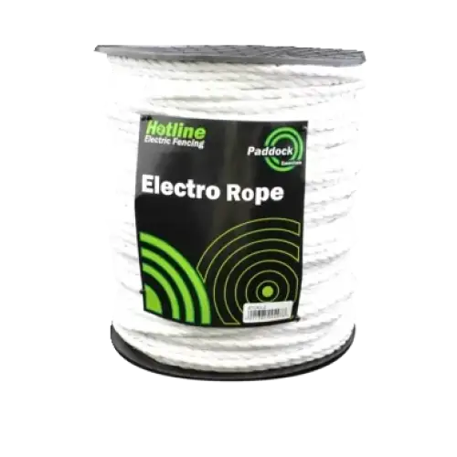 Hotline 6mm Paddock Essentials Electro 6 Strand Electric Fencing Rope White 100m Electric Fencing Rope