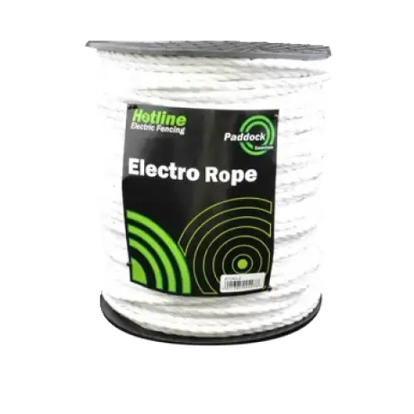 Hotline 6mm Paddock Essentials Electro 6 Strand Electric Fencing Rope White 100m Electric Fencing Rope