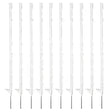 Set of ten white plastic hotline electric fencing posts with pointed stakes for horse electric fencing use
