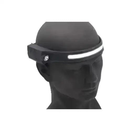 Black hotline explorer head torch with white illuminated cob led band and touch free sensor for hands free use