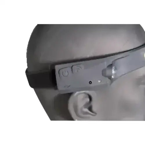 Gray hotline explorer head torch smart glasses with sleek design, cob led band, and touch free sensor buttons on side