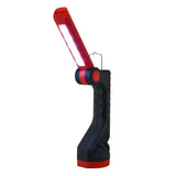 Red and black foldable led work light with textured grip handle from hotline explorer rechargeable lithium torch with 3000mah battery